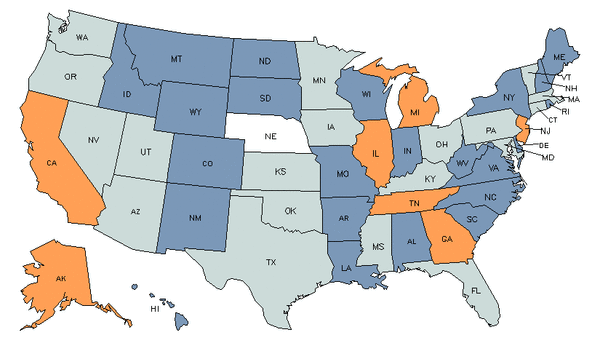 Mapa del estado para Gerentes de Transporte, Almacenamiento, y Distribución