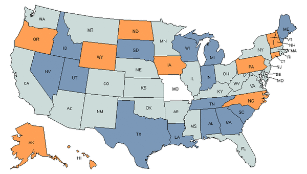 Mapa del estado para Administradores Educativos y de Cuido Infantil de Preescolar y Guardería Infantil