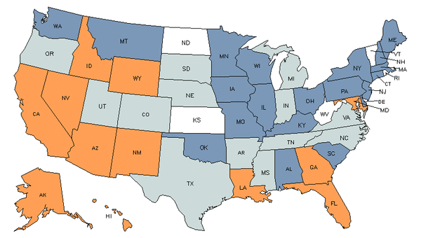 Mapa del estado para Técnicos en Ciencias Forenses