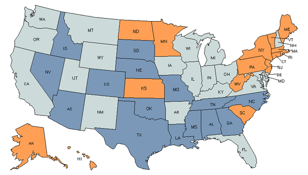 Mapa del estado para Asistentes de Servicios Sociales y Humanos