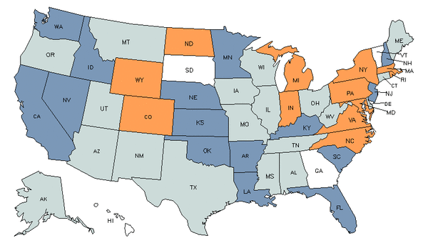 Mapa del estado para Profesores de Ingeniería de Nivel Postsecundario