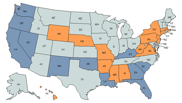 Mapa del estado para Profesores de Ciencias Biológicas de Nivel Postsecundario