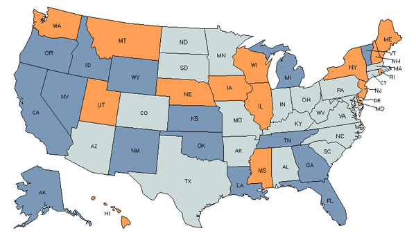 Mapa del estado para Profesores de Educación de Nivel Postsecundario