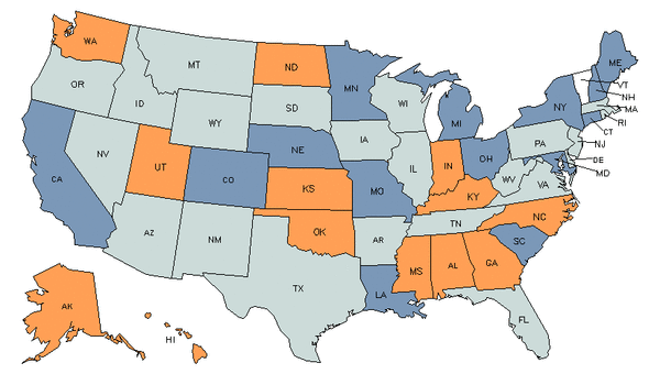 Mapa del estado para Profesores de Educación Profesional/Técnica de Nivel Postsecundario