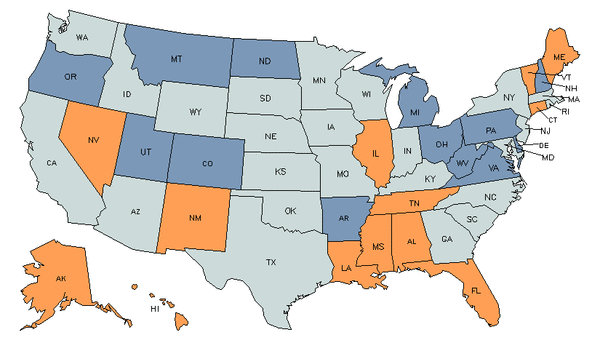 Mapa del estado para Trabajadores de Preparación de Comidas