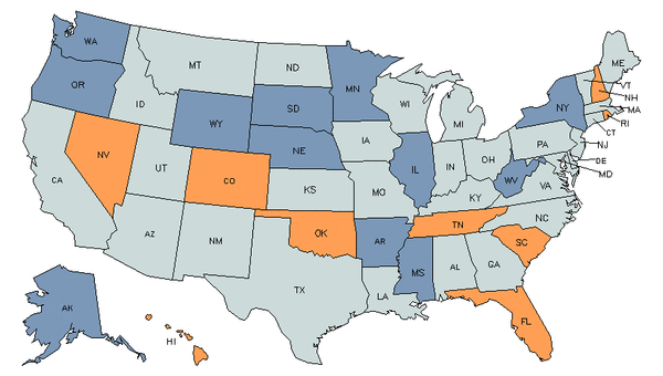 Mapa del estado para Anfitriones de Restaurante, Bar y Establecimiento de Servicio de Café