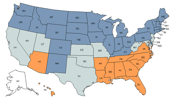 Mapa del estado para Trabajadores de Control y Exterminación de Plagas