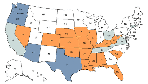 Mapa del estado para Embalsamadores