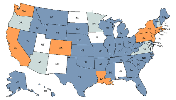 Mapa del estado para Manicuristas y Pedicuristas