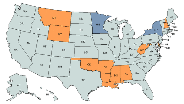 Mapa del estado para Supervisores Directos de Trabajadores de Ventas Minoristas