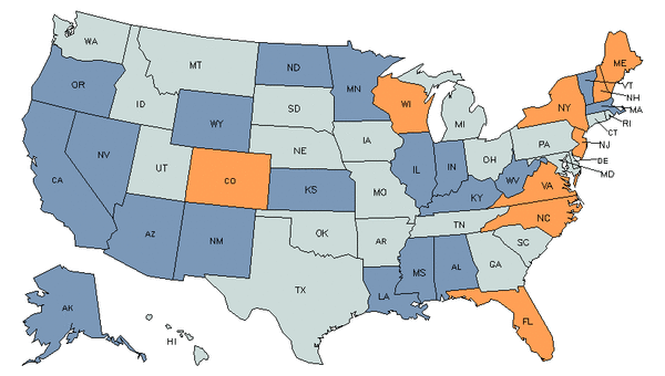 Mapa del estado para Supervisores Directos de Trabajadores de Ventas, Excepto Ventas Minoristas