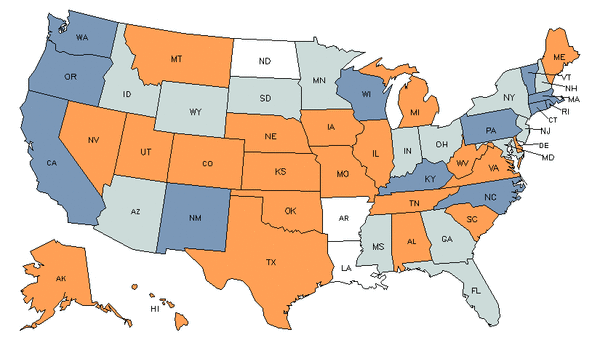 Mapa del estado para Operadores de Equipos de Pavimentación, Aplanamiento y Compactación