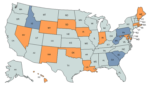 Mapa del estado para Plomeros, Instaladores y Ajustadores de Tuberías de Agua y de Vapor