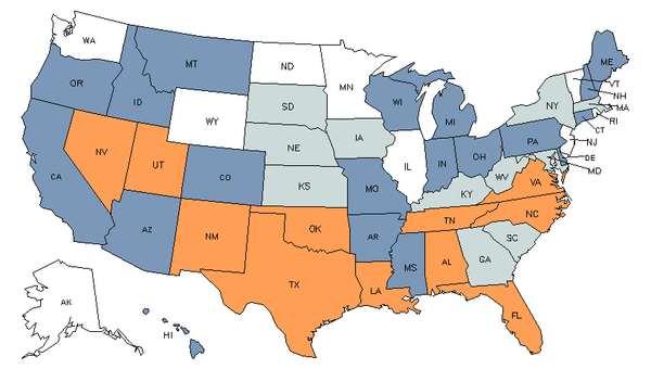 Mapa del estado para Ayudantes de Instaladores de Tuberías, Plomeros e Instaladores y Ajustadores de Tuberías de Agua y de Vapor