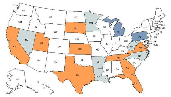 Mapa del estado para Ayudantes de Techadores