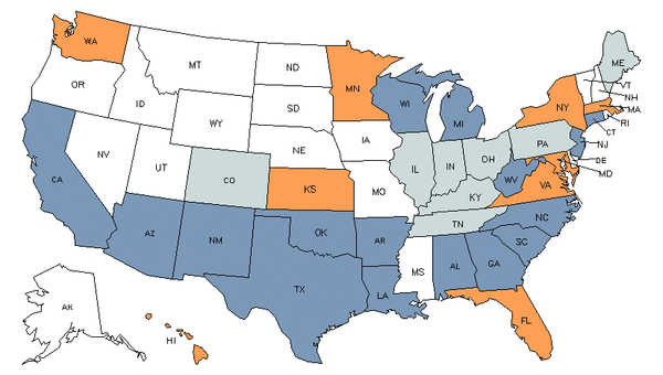 Mapa del estado para Instaladores y Reparadores de Ascensores y Escaleras Mecánicas