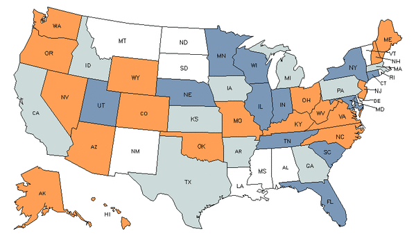 Mapa del estado para Instaladores y Reparadores de Equipos de Radio, Telefonía Celular y Torres