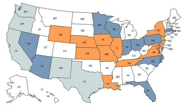 Mapa del estado para Instaladores y Reparadores de Equipo Eléctrico y Electrónico de Transporte