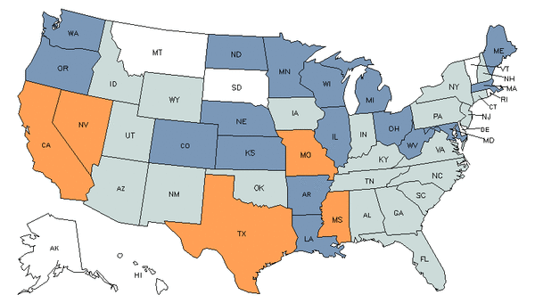 Mapa del estado para Planchadores Textiles, de Indumentaria y Materiales Relacionados