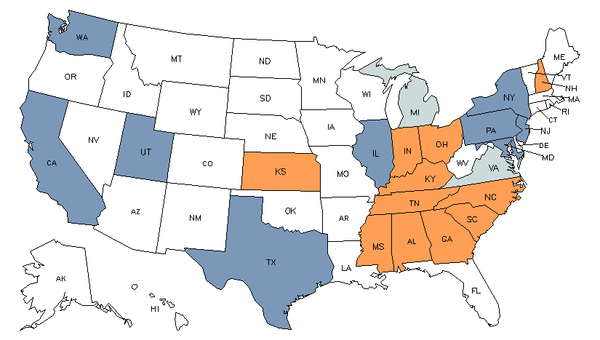 Mapa del estado para Preparadores, Operadores y Encargados de Máquinas de Extrusión y Moldeado de Fibras Sintéticas y de Vidrio