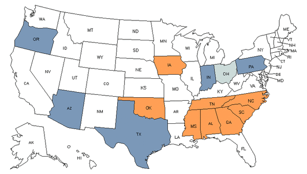 Mapa del estado para Trabajadores de Fabricación de Neumáticos