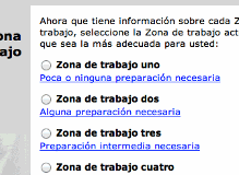 Ejemplo de botones de opción de la sección Zona de Trabajo
